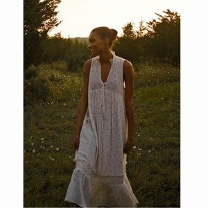 Urban Outfitters Annabelle Ruffle Mock Neck Midi Dress